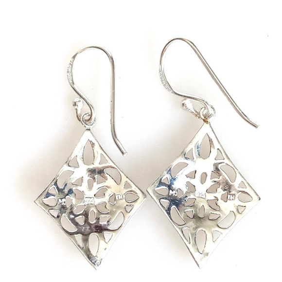 925 Marsala Sterling Silver Earrings Drops Dangles 2g Thailand Geometric - Picture 4 of 11
